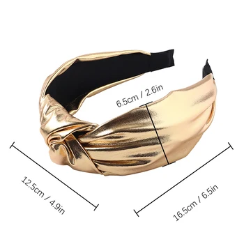 Altın Gümüş Düğümlü Hairbands Glitter Kafa Bandı Düz Renk Deri Saç Çember 2020 PU deri Bantlar Kadın saç aksesuarları