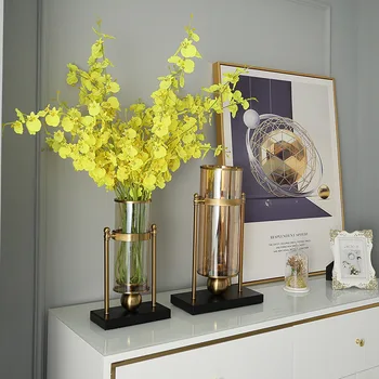 Altın İskandinav Hidroponik Vazo Şeffaf Cam Sokak Cachepot Çiçek Bitki Vazo Tasarımı İle Taban Pot De Fleur Dekorasyon Ev