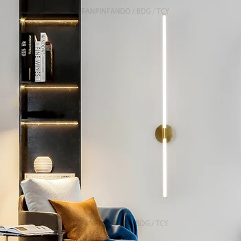 Altın / siyah Modern led duvar lambası oturma odası yatak odası led duvar ışık 76cm 100cm 118cm EV iç dekorasyon armatürleri
