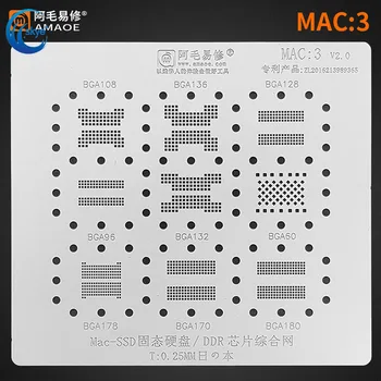 AMAO MAC2 MAC3 BGA Reballing Şablon MAC Sabit Disk Lehim Örgü / MAC SSD Nand Şablon El Aleti