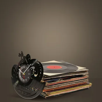 Amerikan Motosiklet duvar saati Vinil Kayıt Dilsiz Ev Dekor Vintage CD Kuvars İğneler Ultra Sessiz Reloj Pared Motosiklet Garaj