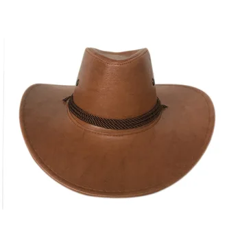 Amerika'nın en klasik kovboy şapkası imitasyon deri kovboy şapkası erkek binici şapkası панама fedora şapka Panama halat aksesuarları