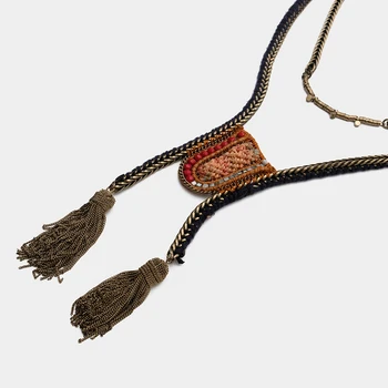Amorita butik Göz kamaştırıcı püsküllü kolye ve kazak zinciri