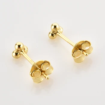 ANDYWEN 925 Ayar Gümüş Altın Üç Charm düğme küpe Küçük Piercing Pendiente Klipler Kadınlar Lüks Küçük Moda Güzel Takı