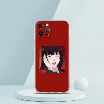 Anime Kakegurui Jabami Yumeko Şeffaf Telefon Kılıfı iPhone 14 13 12 11 Pro Max X XS Max 14 7 8 Artı Darbeye Dayanıklı Kabuk
