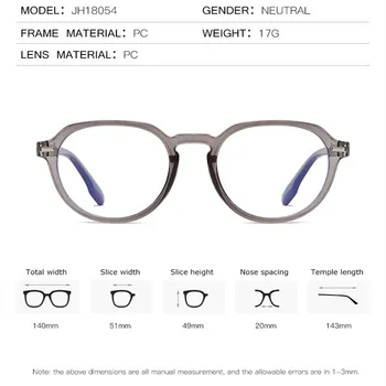 Anti-mavi koruma gözlükleri Yuvarlak Optik Reçete Bilgisayar Gözlük Çerçevesi Kadın Anti Mavi Şeffaf Dekoratif Gözlük