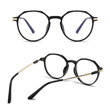 Anti mavi ışık miyopi gözlük kadın bilgisayar erkek gözlük Vintage optik düz çerçeve gözlük şeffaf engelleme gözlük