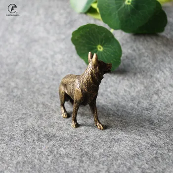 Antik Bronz Wolfhounds Heykeli Ev Dekor Süsler Katı Bakır Kurt Köpekler Figürler Şanslı Feng Shui Masa El Sanatları Süslemeleri