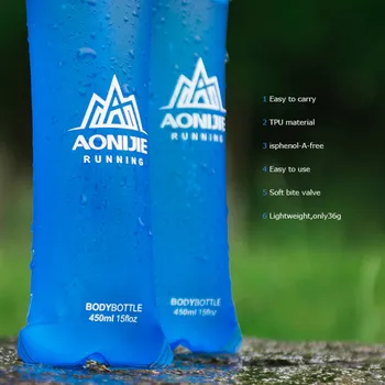 AONIJIE katlanabilir Silikon yumuşak şişe su şişeleri açık havada spor seyahat koşu su ısıtıcısı suluk çanta yelek 250 ML-600 ML