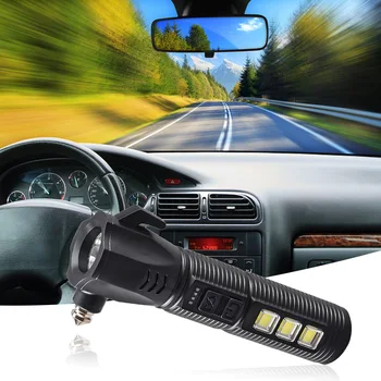 Araba için çok işlevli Emniyet Çekiç Emniyet Kemeri Kesici Ve cam kesici Taşınabilir Araba Pencere Kırma Aracı yanıp sönen ışık Ve