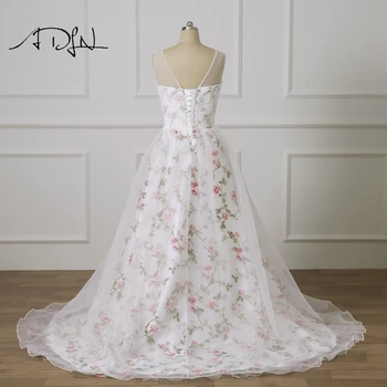 Artı Boyutu düğün elbisesi Çiçek Organze Boncuklu A-line gelin kıyafeti Özelleştirilmiş Vestido de Novia Robe de Mariage
