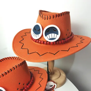 As şapka Cosplay Tek Parça Yangın Yumruklar Şapka Orijinal Anime Periferik Şapka Süet kovboy şapkası şapka erkekler için kapaklar erkekler için