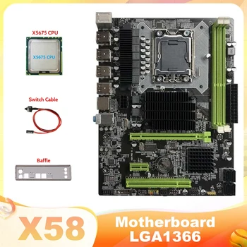 AU42-X58 Anakart LGA1366 bilgisayar anakartı Destekler DDR3 ECC RAM Desteği RX Grafik Kartı İle X5675 CPU + Anahtarı Kablosu