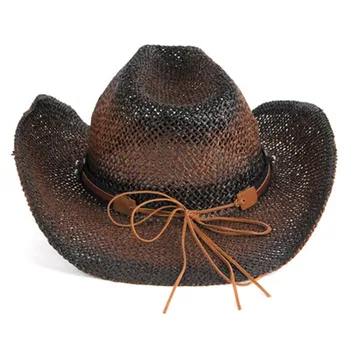 Avrupa Ve Amerikan Erkekler Ve Kadınlar Moda Batı kovboy hasır şapka, yaz Açık Seyahat Şapka
