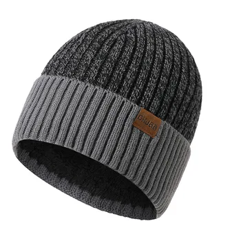 Avrupa ve Amerikan Kış erkek Çift Katmanlı Yün Kap Yetişkin Yeni artı Kadife Sıcak Örme Şapka kış şapka