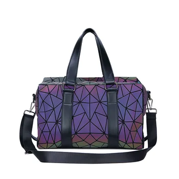 Aydınlık geometrik kadınlar bavul seyahat çantası silindir çanta seyahat el çantası Haftasonu Çanta Büyük Kapasiteli omuzdan askili çanta kadınlar için 2020
