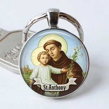 Aziz Anthony Anahtarlık Aziz Anahtarlık Getirmek Aşk Hayatınıza Madalya Takı Hediye Dini Cabochon Dini Takı Anahtarlık Yüzük