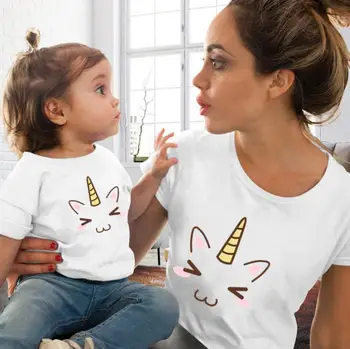 Aşk Kalp Atışı Pamuk aile eşleştirme giyim bebek kız giysileri Kıyafetler Anne Ve Kızı T-Shirt Yaz Bebek Anne Tshirt