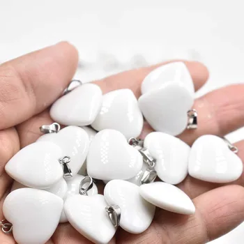 Aşk Kalp Taş Boncuk Kolye 20mm Toptan Charms Doğal taş DIY Takı Yapımı İçin Kadın Hediye ücretsiz kargo
