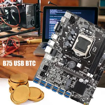 B75 ETH Madencilik Anakart 12 PCIE USB İle G1630 CPU LGA1155 MSATA Desteği 2XDDR3 B75 USB BTC Madenci Anakart