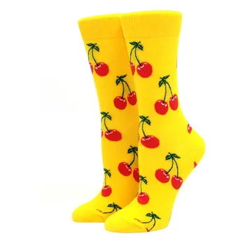 Bahar Autumu Kadın Çorap Set Pamuk Meyve Baskılı Sox Yüksekliği Okul Kızlar için 5 Çift/grup Sokken Japon Moda