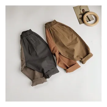 Bahar Ve Yaz Kore Karışık Renkler Casual Baggy Pantolon Çocuk Pamuk Keten Pantolon