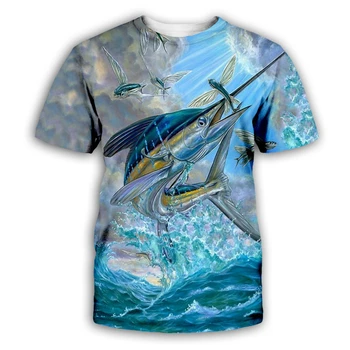 Balıkçılık 3D Baskı Yaz T Gömlek Erkekler Moda O Boyun kısa kollu tişört Komik Tees yaz streetwear Unisex tshirt damla nakliye