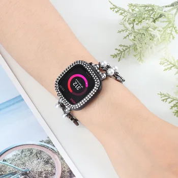 Band Fitbit Versa için 3/4 Smartwatch Takı Bilezik Elastik Boncuk İnci Kayış Fitbit Sense 2 Watchband Kadınlar için kız Yeni