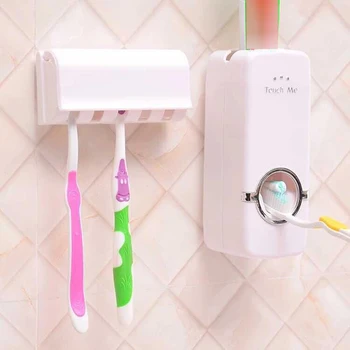 Banyo Aksesuarları Seti Diş Fırçası Tutucu Otomatik Diş Macunu Dağıtıcı Tutucu Diş Fırçası duvara monte Raf Banyo alet takımı