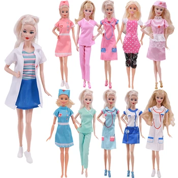 Barbie oyuncak bebek giysileri Moda Hemşire / Hostes Üniforma Seti Yeni Elbise Fit 11.8 İnç Barbie Kız Bebek, 30Cm BJD Bebek, oyuncaklar Kız İçin