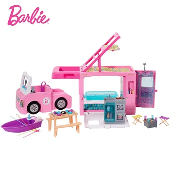 Barbie Rüya Camper Pembe Pop Out Karavan Playset Havuz Aksesuarları İle Süper Macera Camper Bebek Oyuncak kız noel hediyesi GHL93
