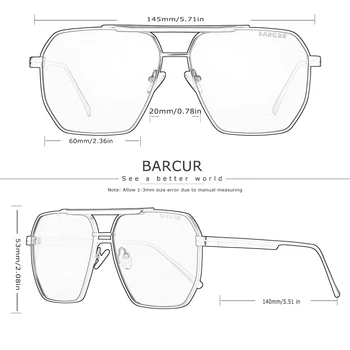 BARCUR Boy Güneş Gözlüğü Erkekler için Kare Polarize Kadın güneş gözlüğü UV400 Büyük Vintage Retro Shades Gözlük Gafas De Sol