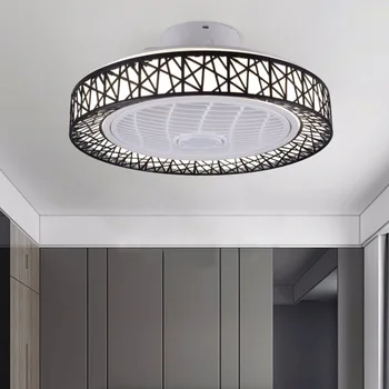 Basit modern LED APP ve uzaktan kumanda ile fan ışığı ultra ince tavan lambası restoran sessiz fan ışık yatak odası lambası