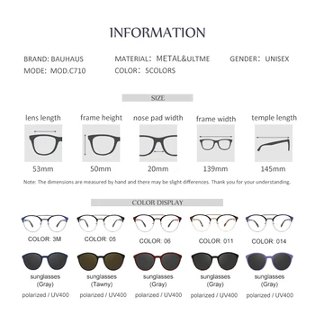 Bauhaus metal Çift ışın mıknatıs çerçeve güneş gözlüğü gözlük çerçevesi erkekler kadınlar için