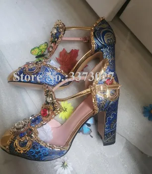 Bayan Taklidi Tıknaz Topuk Ayakkabı Pompaları Moda Tasarım Metal Ayak Düğün Ayakkabı Kadınlar Seksi Elbise Yüksek Topuklu Ziyafet Ayakkabı