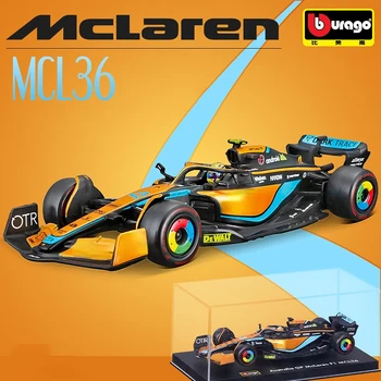 Bburago 1: 43 2022 F1 McLaren MCL36 #3 Daniel Ricciardo # 4 Lando Norris Alaşım Lüks Araç pres döküm model arabalar Oyuncaklar Noel