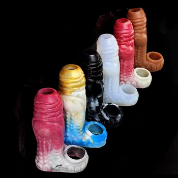 BEADSX Yeni Silikon Kurt Penis Kollu Genişletici Çok renkli Giyilebilir Mastürbasyon Cihazı Gecikme Boşalma Seks Oyuncak Erkekler Kadınlar İçin