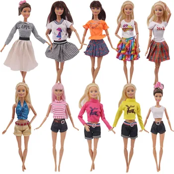 Bebek 15 Stilleri Barbie Zürafa Kıyafet Kısa Elbise Denim Izgara Etek Yelek Pantolon Günlük gündelik giyim Ken Aksesuarları kız çocuk oyuncağı DIY