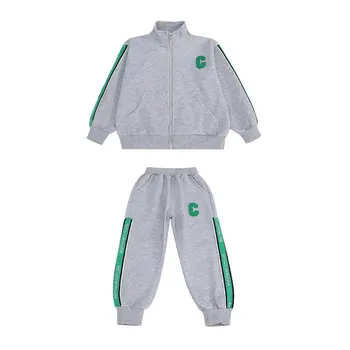 Bebek Erkek Takım Elbise Ceket + Pantolon Örme 2 adet / takım 2022 İlkbahar Sonbahar Pamuk Spor Çocuklar Rahat Yürümeye Başlayan Çocuk giyim setleri 4-13T