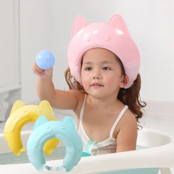 Bebek şampuan kabı Ayarlanabilir Çocuk Duş Şapka Su Geçirmez Çocuk Banyo Siperliği Sevimli Bebek Yıkama Saç Kalkanı Kapağı Göz Koruması için