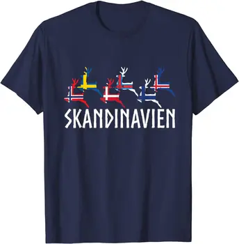 Benzersiz İskandinavya Ren Geyiği Bayrakları milletler Geyik erkek tişört. Yaz Pamuk Kısa Kollu O-Boyun Unisex T Shirt Yeni S-3XL