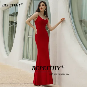 BEPEITHY Spagetti Kayışı Kırmızı Mermaid balo kıyafetleri Kolsuz Kat Uzunluk gece elbisesi Parti Seksi Kadınlar İçin 2022 Yeni Varış