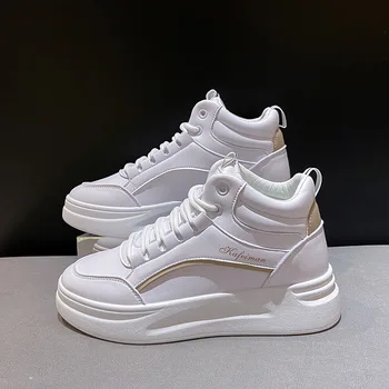 Beyaz ayakkabı Kadınlar Yüksek Top Sneakers Platformu Sonbahar yeni ayakkabı 2021 Casual Kadın Beyaz Sneakers Ayak Bileği Ayakkabı Bayanlar