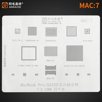 BGA Reballing Stencil Şablon Mac MacBook İçin a1534 / sr2zy A1706 / A1707 A2159-T2 / A1989 / pro A1990 WIFI DDR SSD CPU IC
