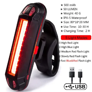Bisiklet arka ışık IPX-5 su geçirmez USB şarj edilebilir led lamba emniyet uyarı lambası bisiklet yanıp sönen aksesuarları bisiklet arka lambası