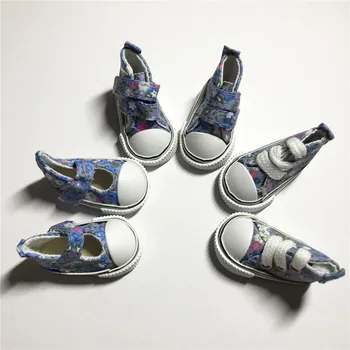 BJD Bebek Ayakkabıları Moda Denim Tuval 5cm Ayakkabı için 1/6 BJD Bebek DIY Rus El Yapımı Mini Oyuncak Ayakkabı Bebek Aksesuarları