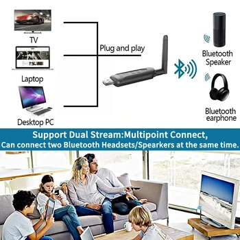 Bluetooth 5.3 kablosuz AV alıcısı-vericisi QCC3056 CSR 3.5 MM AUX Çok noktalı Kablosuz Adaptör aptX LL HD Düşük Gecikme 16Bit TV PC İçin Anahtarı