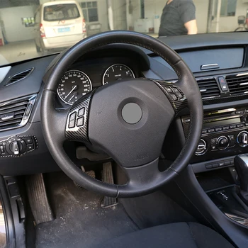 BMW 1 Serisi için E84 3 Serisi E90 E91 E92 ABS Karbon Fiber Araba direksiyon Düğmesi krom çerçeve Düzeltir Çıkartmalar Oto Aksesuarları