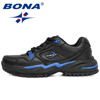 BONA 2022 Yeni Tasarımcılar koşu ayakkabıları Erkekler Nefes rahat ayakkabılar Adam Tenis Eğitmenler Hafif Rahat spor ayakkabı