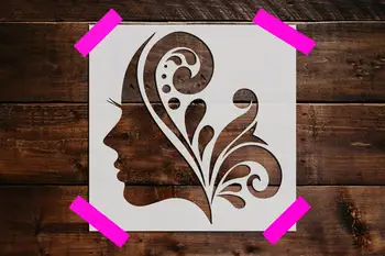 Boyama Şablonu için yeniden kullanılabilir Kadın Yüz Kaydırma Stencil DIY Zanaat